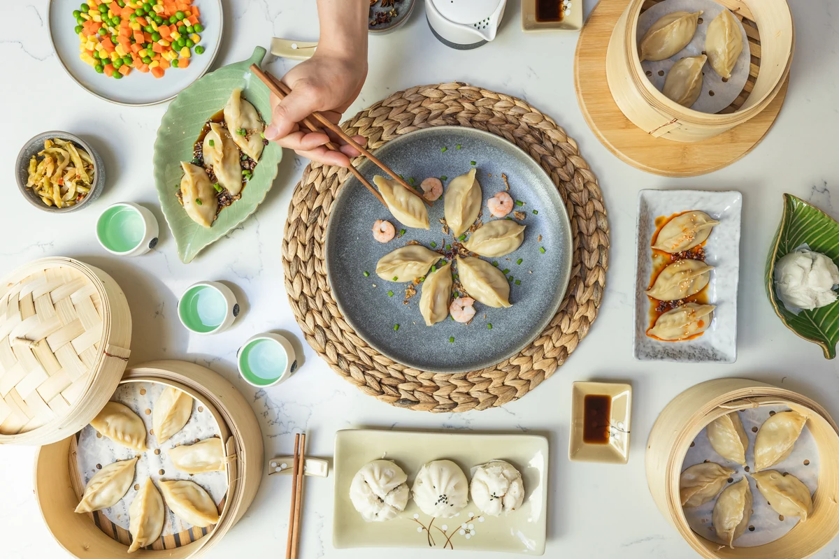 Close view of Crescent dumplings ready to eat
